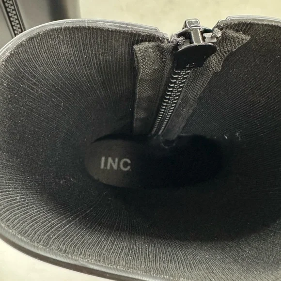 INC International Concepts Black Mid-Calf Zip Rain Boots - Picture 3 of 5